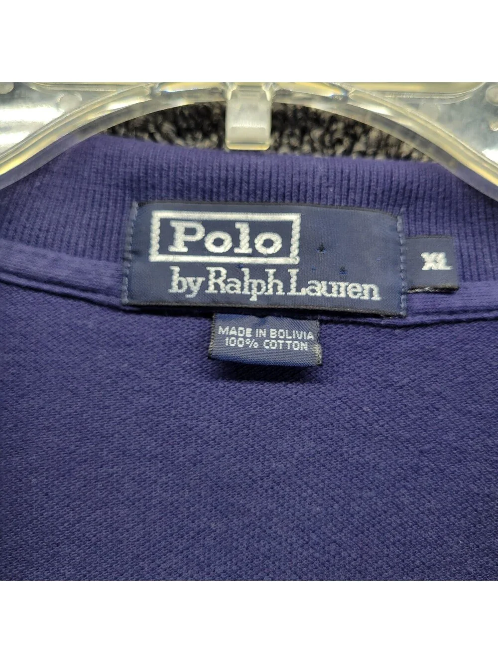 Vtg Polo Ralph Lauren Blue Solid Polo Shirt Mens Sz XL Long Sleeve Collar Shirt